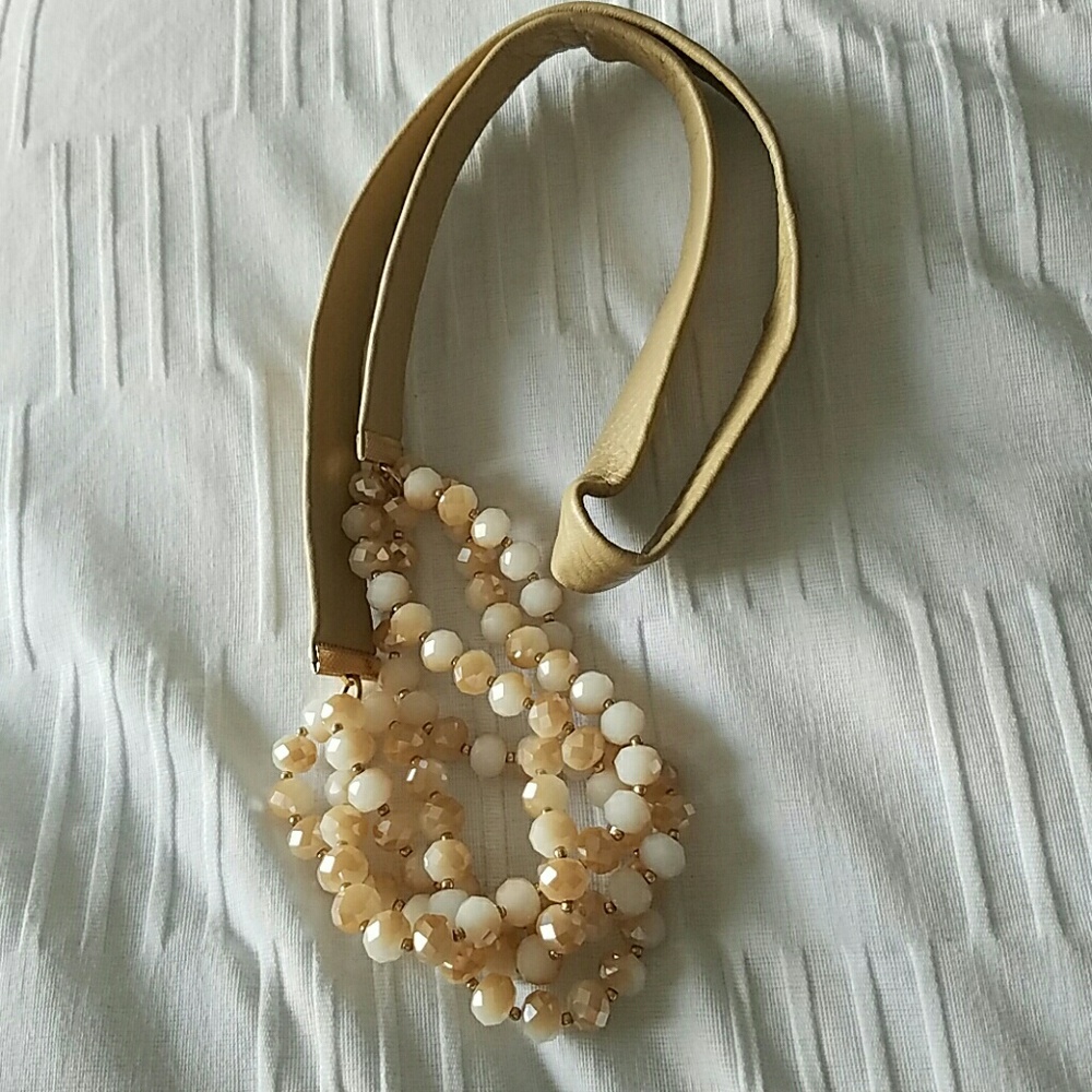 Leather and crystal necklace